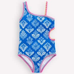 Cut Out Swimsuit-Kingfisher Blue Woodblock