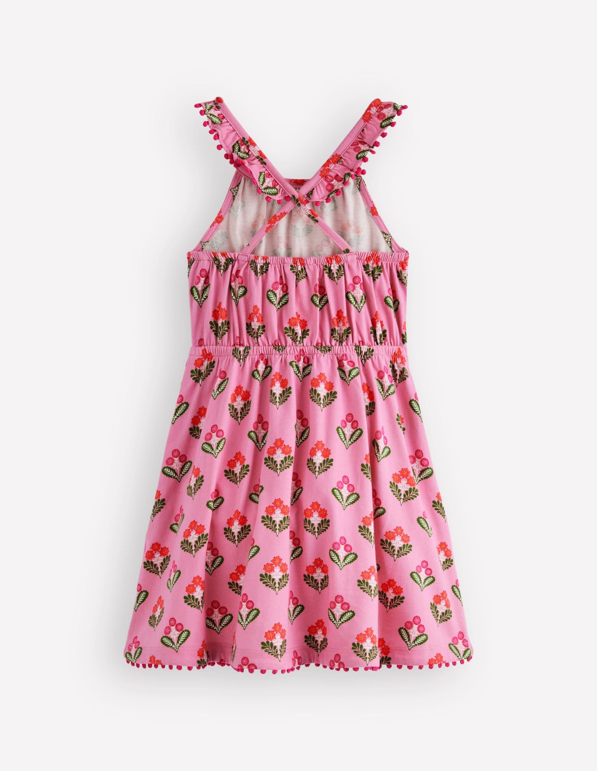 Ruffle Neck Trim Dress-Formica Pink Block Floral - Image 3