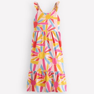 Cross-back Midi Jersey Dress-Soft Ivory Small Sunburst