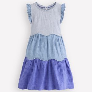Double Cloth Twirly Dress-Forget Me Not Blue