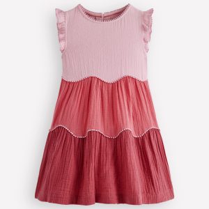 Double Cloth Twirly Dress-Spring Blossom Colourblock