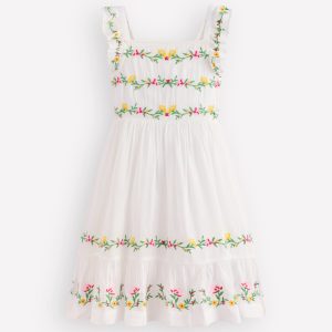 Shirred Bow Back Detail Dress-Soft Ivory