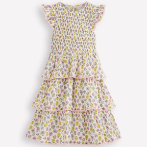 Tiered Lace Trim Dress-Soft Ivory Rosa