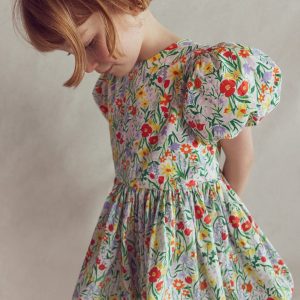 Bubble Hem Dress-Honeysuckle Flower Vine