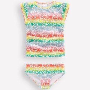 Ruched Tankini Set-Rainbow Ombre Flowerbed