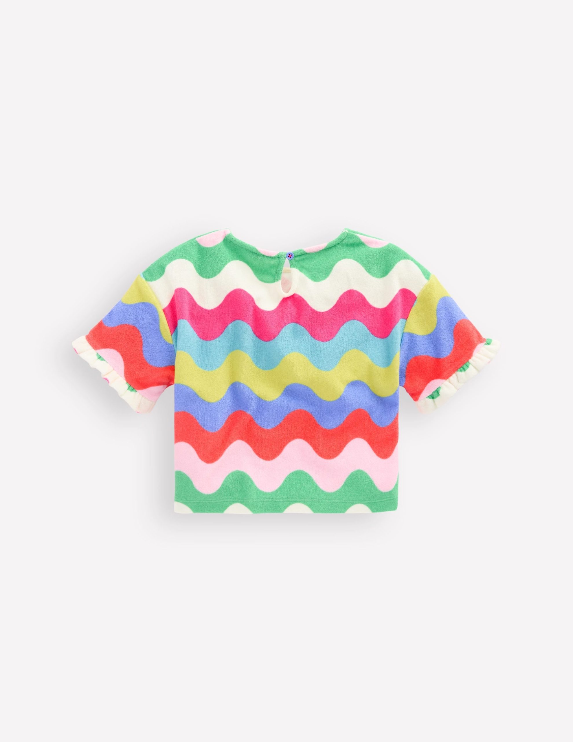 Dropped Shoulder Towelling Top-Multi Wave Stripe - Image 2