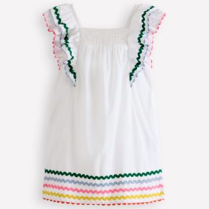 Flutter Sleeve Woven Dress-Soft Ivory