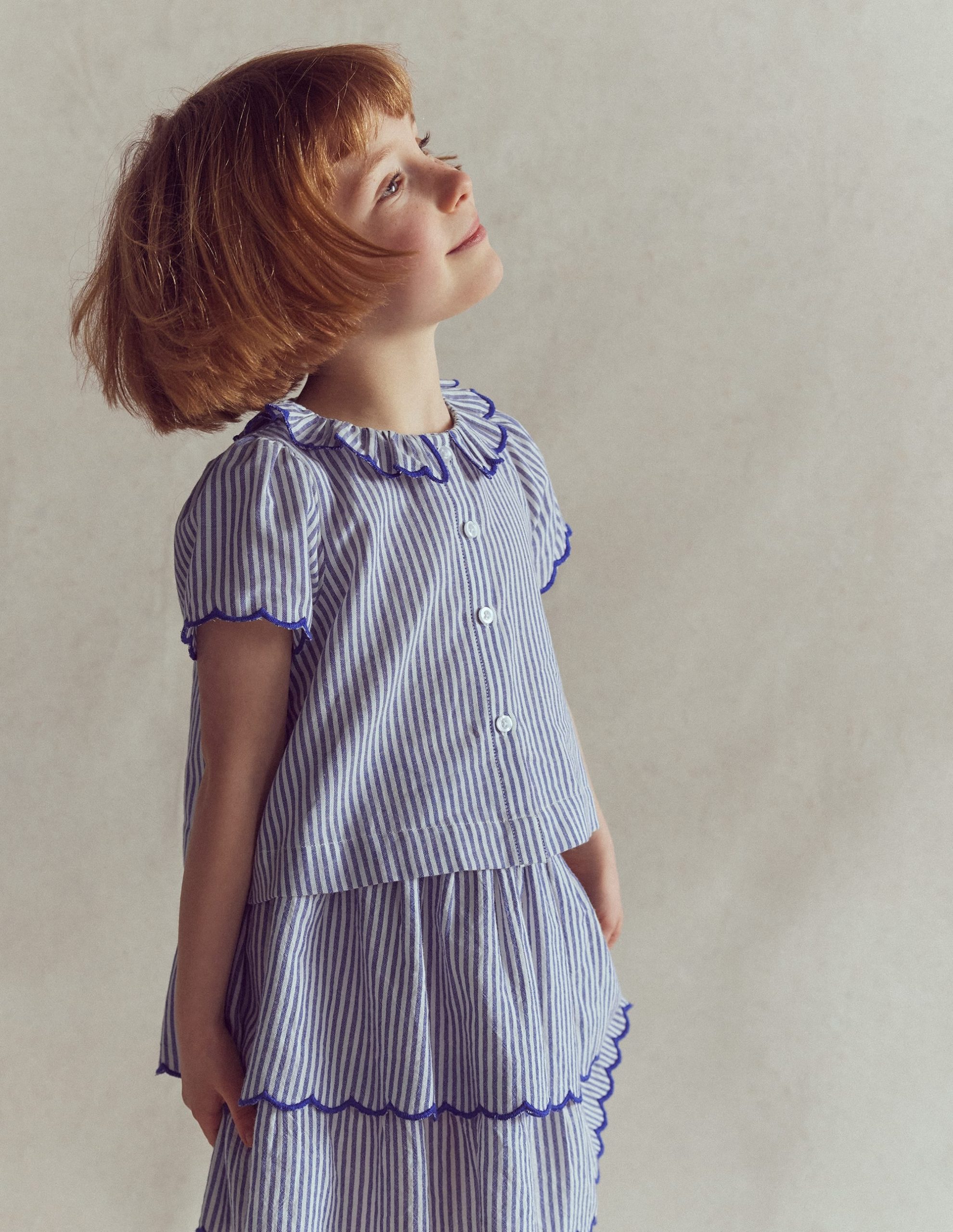 Button-through Blouse-Blue/Ivory Stripe - Image 2