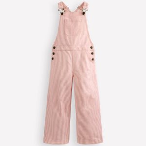 Wide Leg Overalls-Pink Ticking Stripe