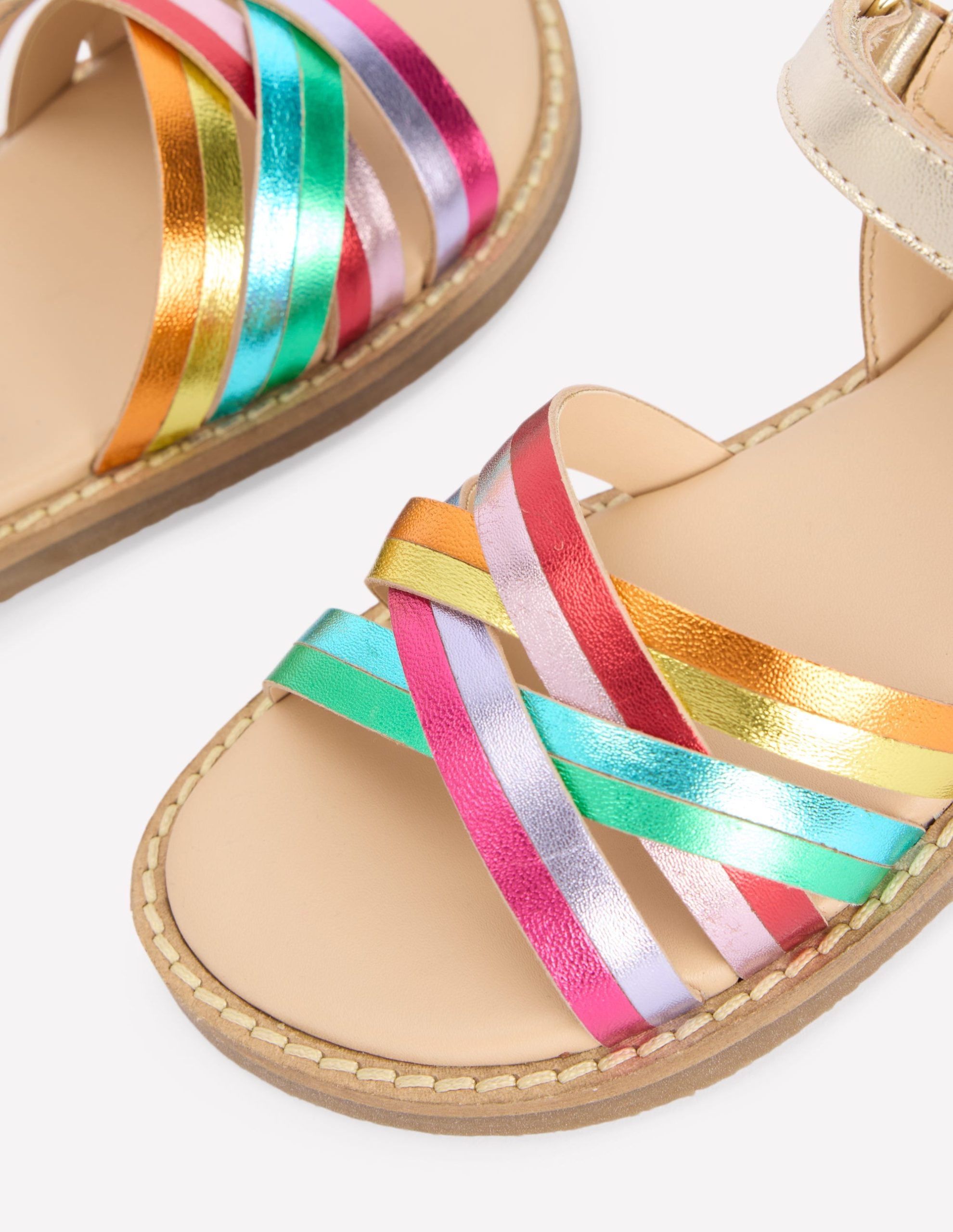 Crossed Leather Sandals-Rainbow metallic - Image 3