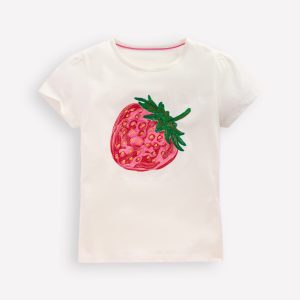 Puff Sleeve Superstitch Top-Coconut Milk Strawberry