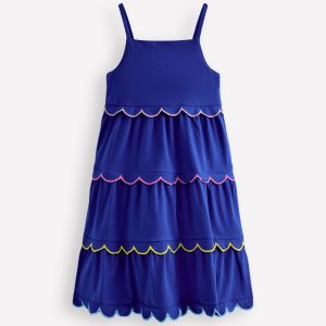 Scallop Tiered Sundress-Sapphire Blue