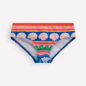 Patterned Bikini Bottoms-Multi Sea Shell Stripe