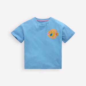Short Sleeve Printed T-Shirt-Blue Sealife