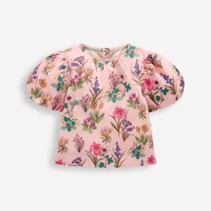 Puff Sleeve Woven Top-Pink Floral
