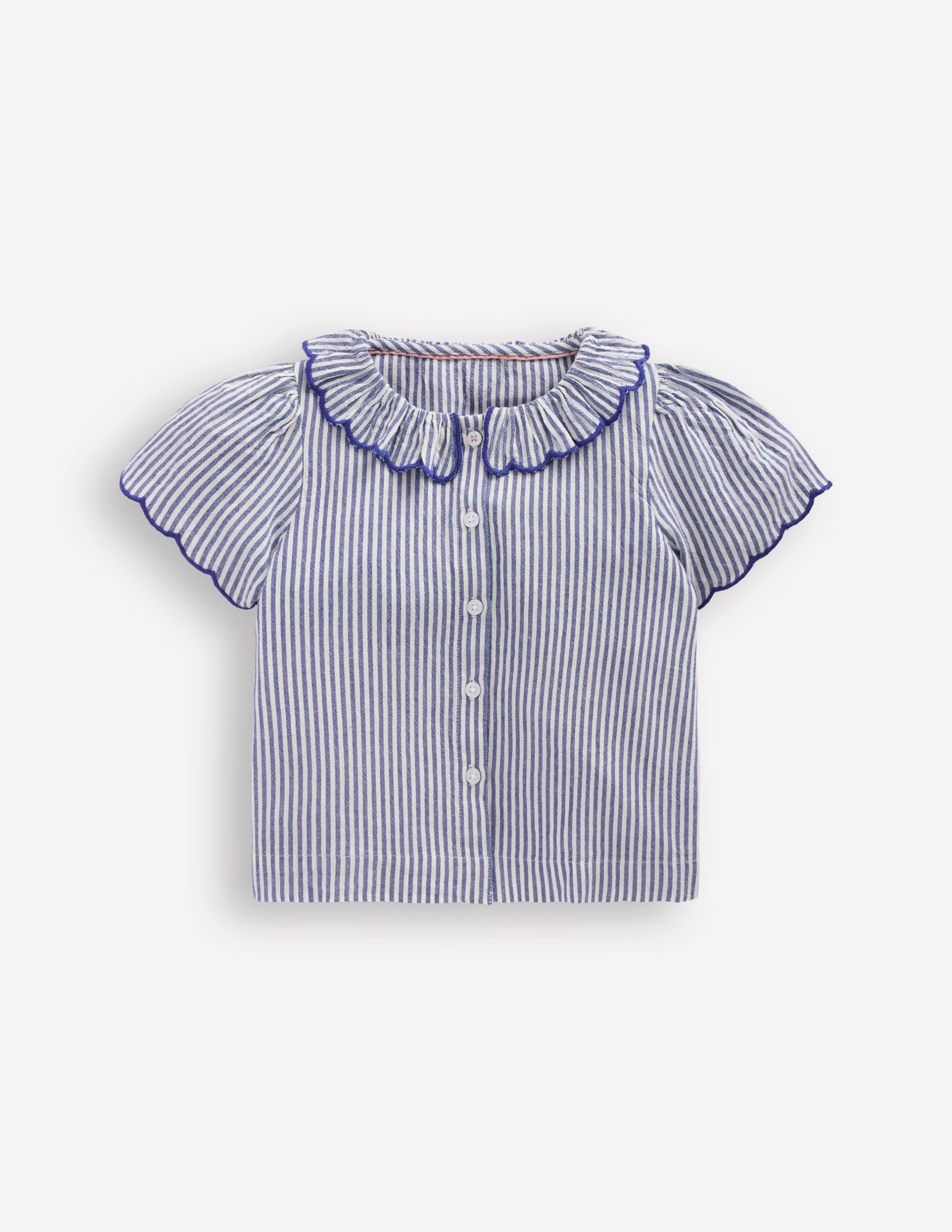 Button-through Blouse-Blue/Ivory Stripe - Image 3