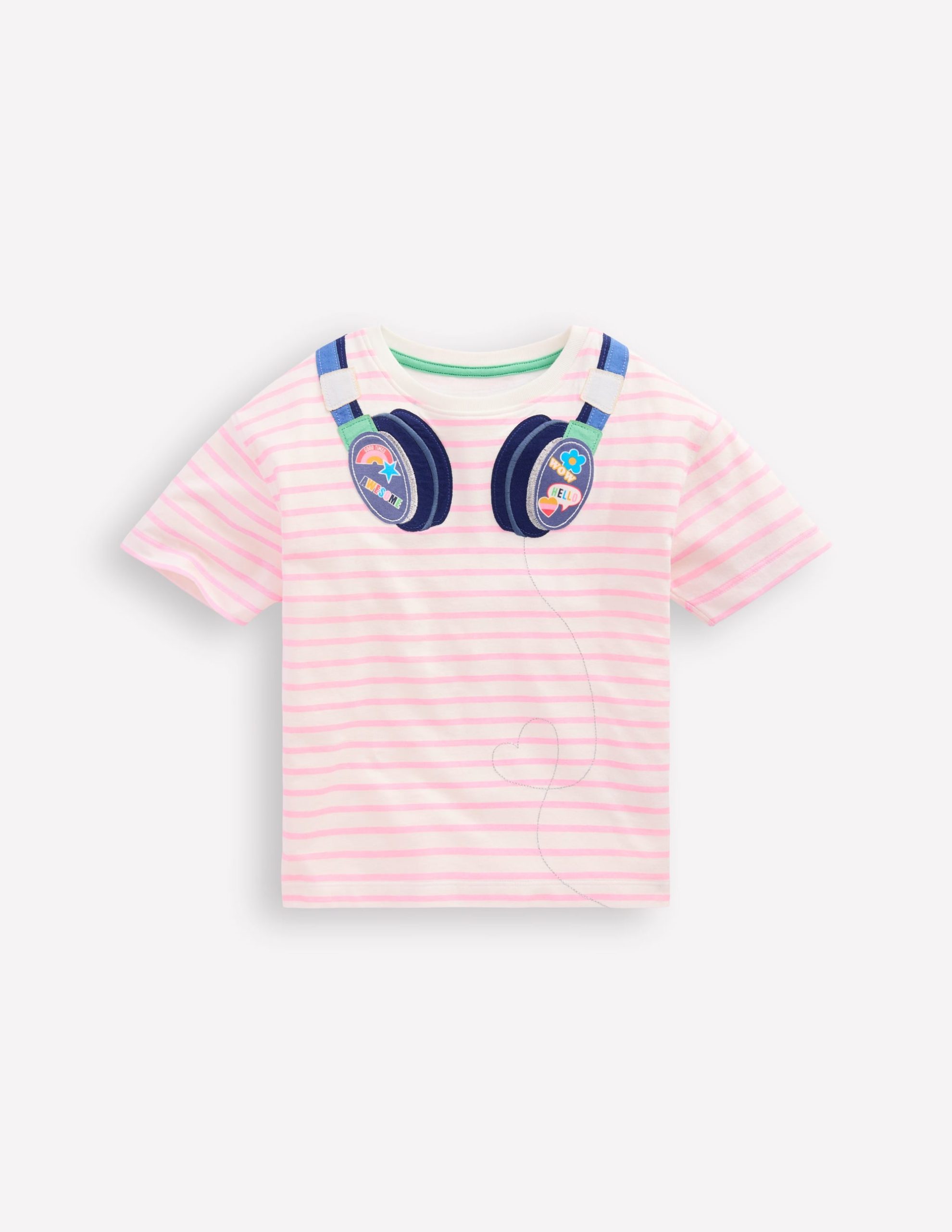 Easy Applique T-shirt-Formica Pink/ Ivory Headphones
