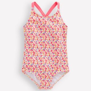 Cross-Back Printed Swimsuit-Papyrus Ditsy Floral