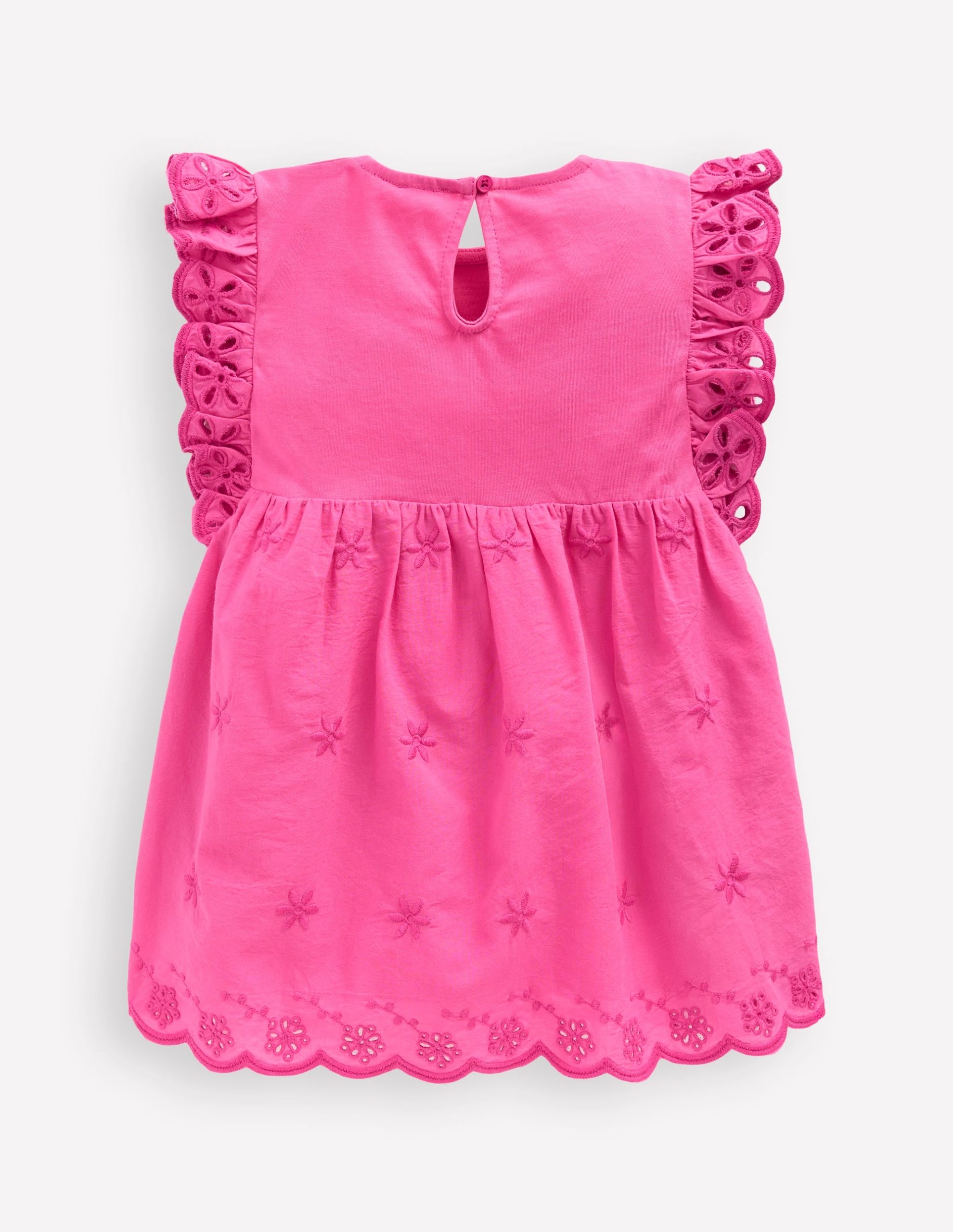 Fabric Mix Broderie Top-Carmine Rose - Image 2