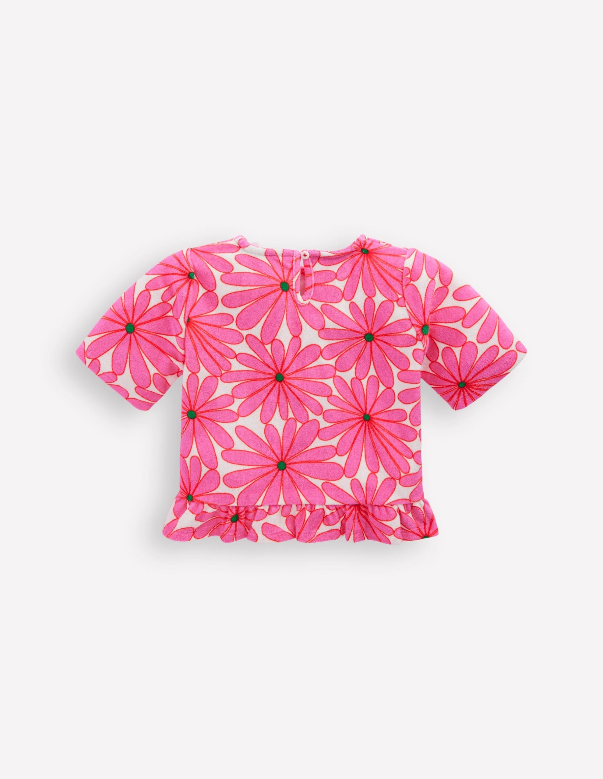 Peplum Towelling Top-Festival Pink Giant Daisy - Image 2