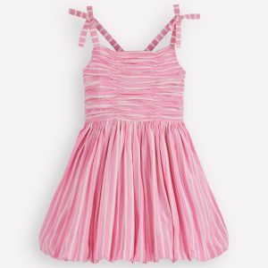 Ruched Bodice Bubble Dress-Formica Pink Stripe