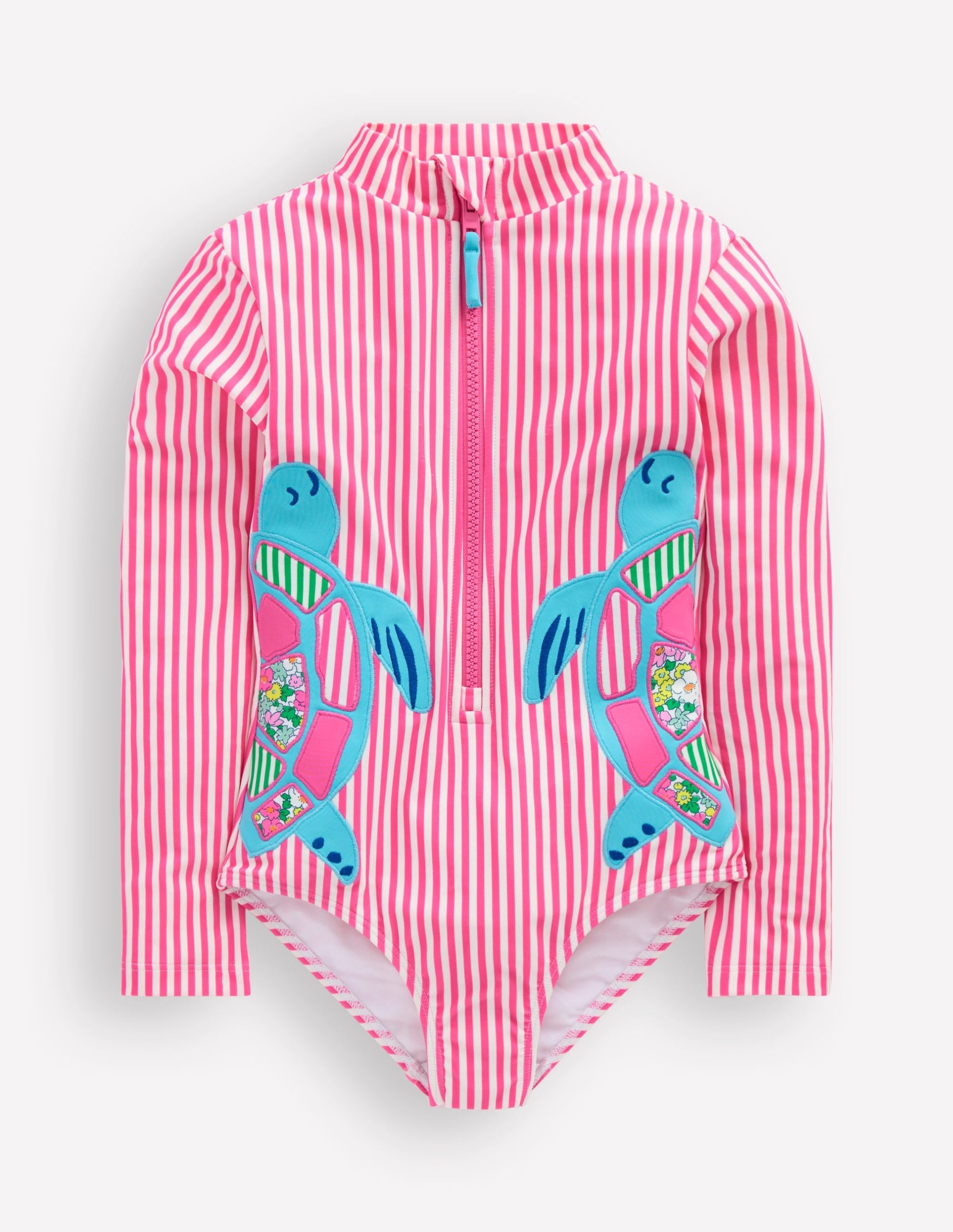 Fun Long-sleeved Swimsuit-Sorbet Pink Turtles - Image 2