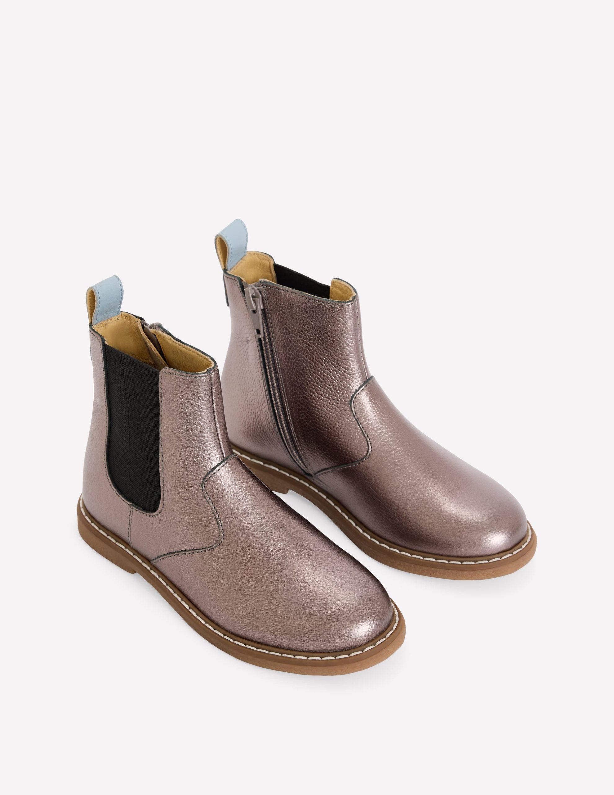 Leather Chelsea Boots-Silver - Image 2