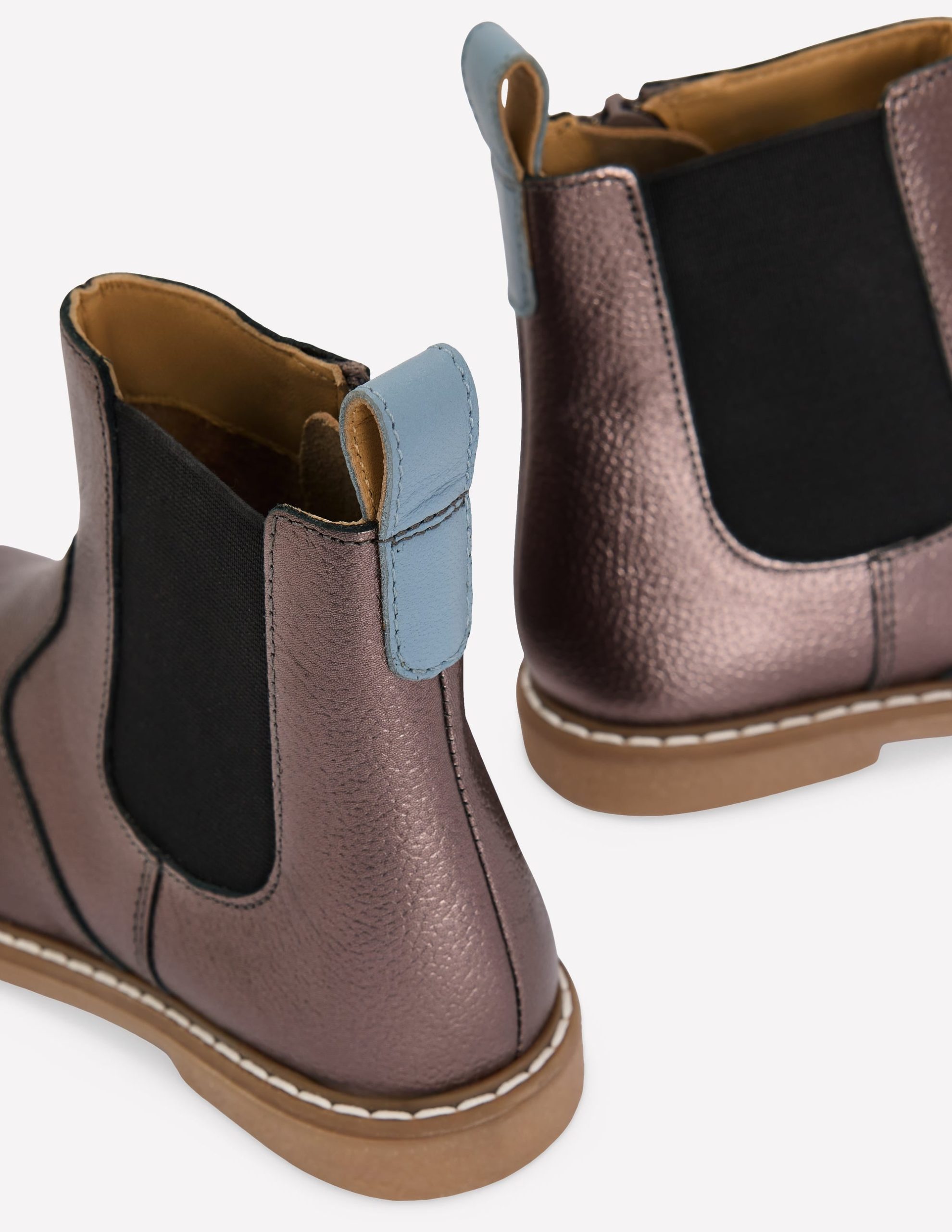 Leather Chelsea Boots-Silver - Image 3