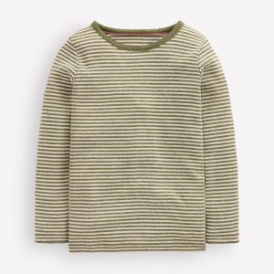 Long Sleeve Pointelle Top-Green Stripe
