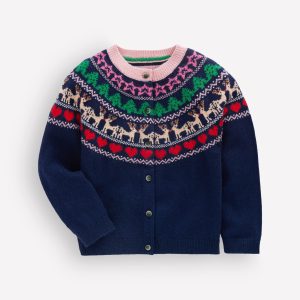 Edie Fair Isle Cardigan-Medieval blue sparkle multi