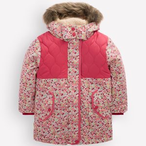 Joni Quilted Parka Coat-Floral