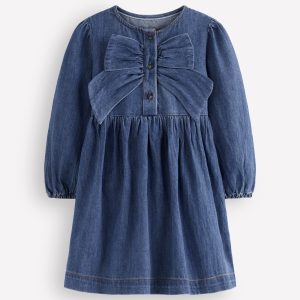 Norah Button-through Bow Dress-Mid Vintage