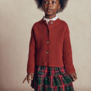 Smocked Waist Ruffle Skirt-Green Check