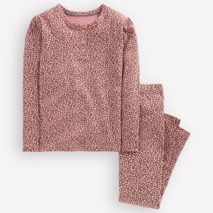 Snug Henley Pajamas-Pink Leopard