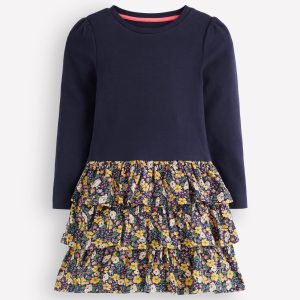 Cora Jersey RaRa Dress-Blue Floral