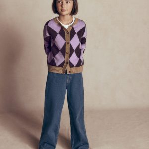 Fun Cardigan-Purple Argyle