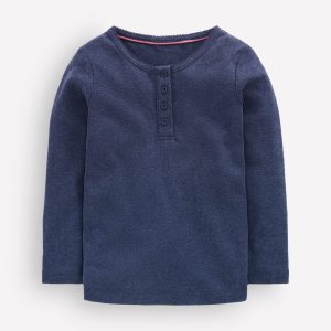 Long Sleeve Henley Top-College Navy
