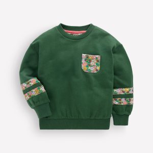 Relaxed Panel Sweatshirt-Green Floral