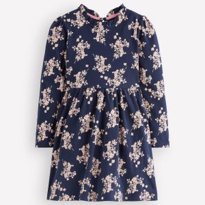 Long Sleeve Twirly Dress-Navy Floral