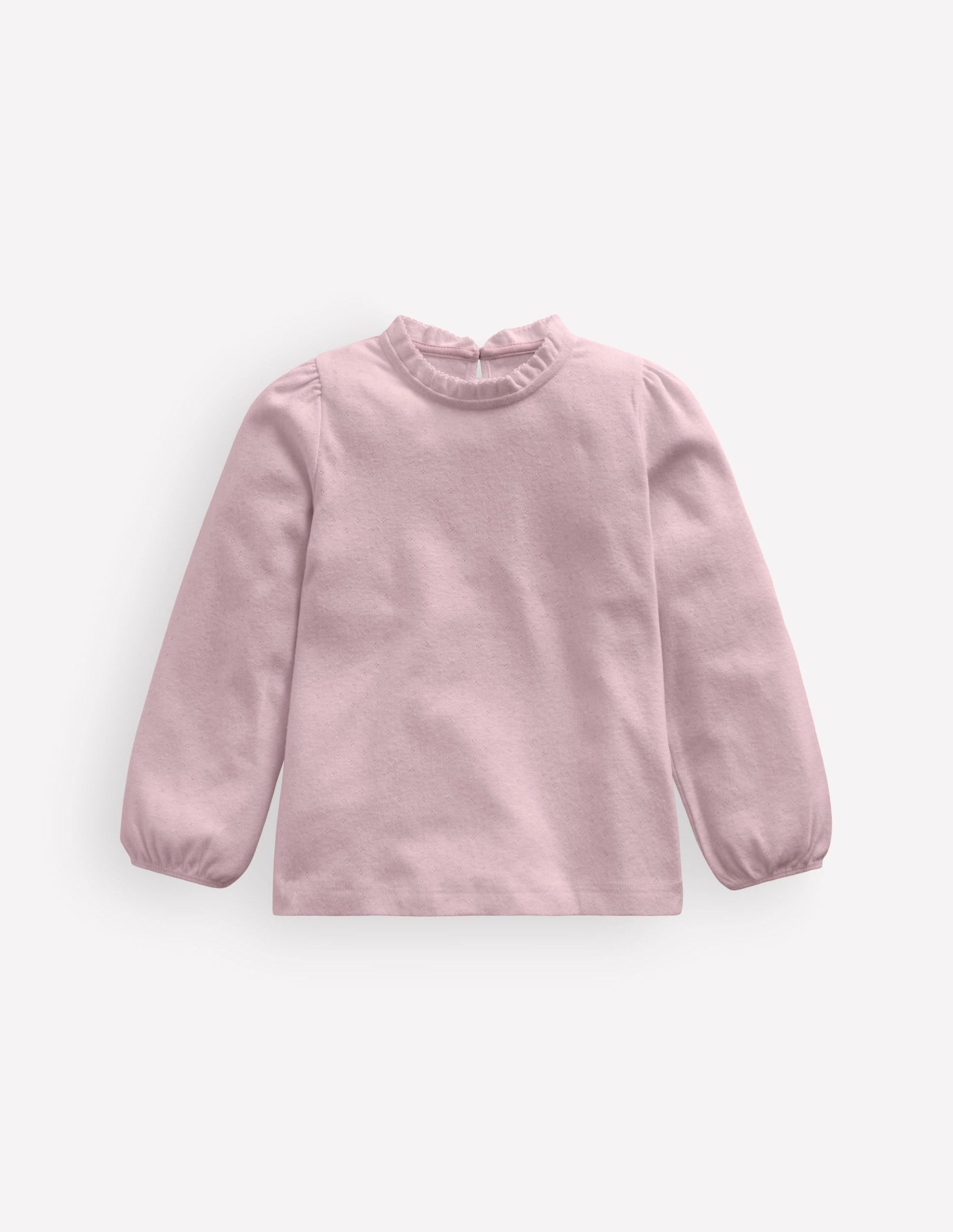 Frill Pointelle Top-Pink