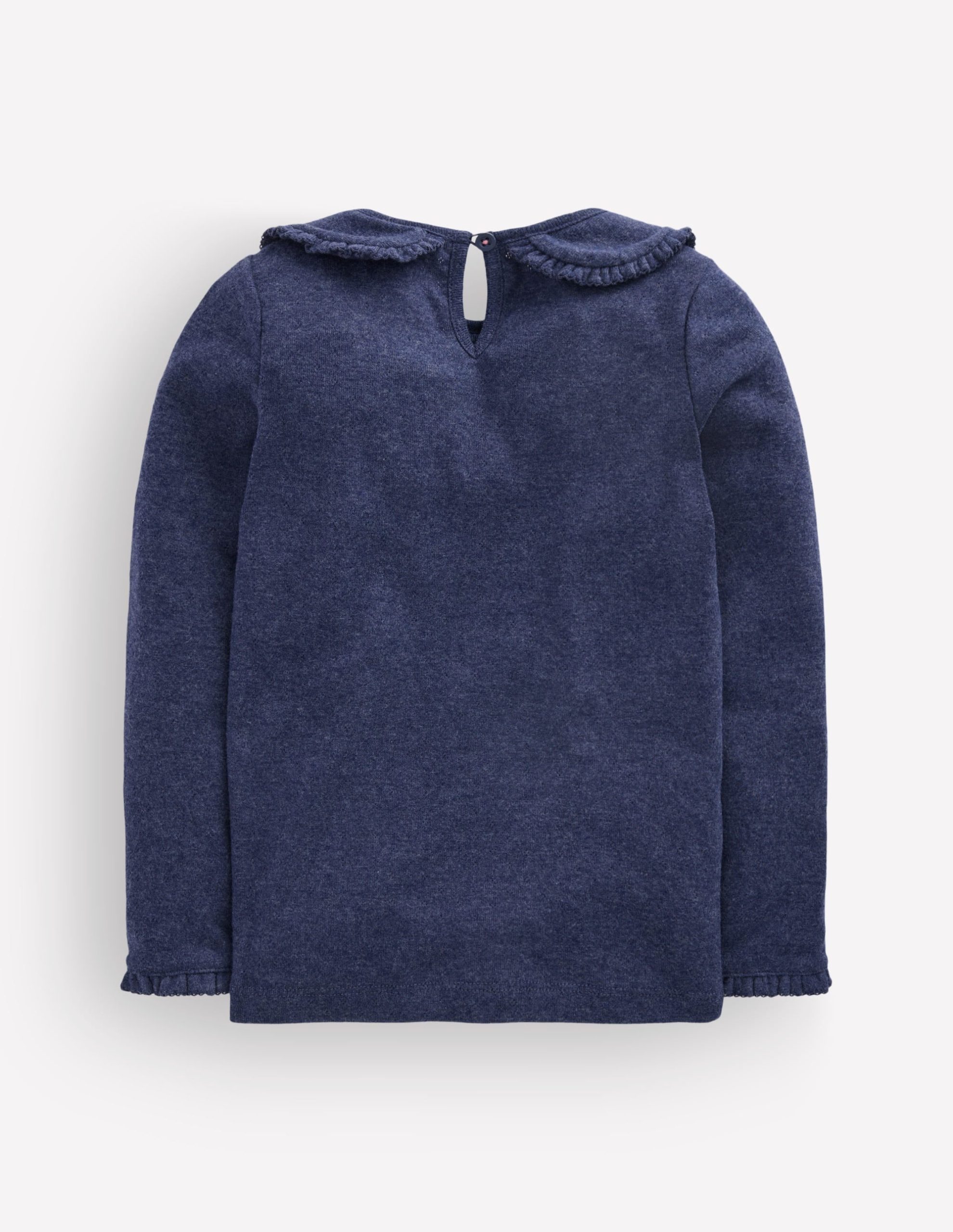 Collared Pointelle Top-Navy - Image 4