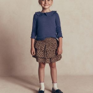 Collared Pointelle Top-Navy