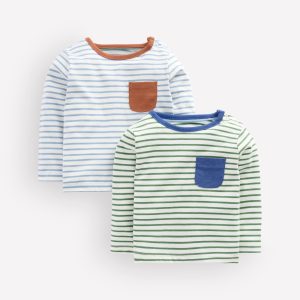 Twin Pack Cotton T-Shirt-Multi Stripe
