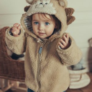 Novelty Cosy Borg Jacket-Brown Hedgehog