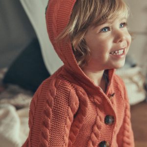 Novelty Cotton Knitted Jacket-Terracotta Clay Pumpkin