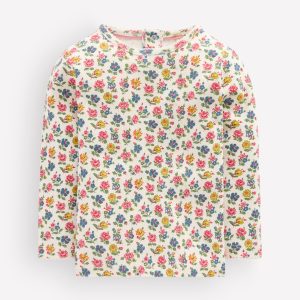 Cotton Pointelle Top-Multi Floral Print