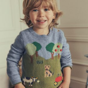 Cotton Logo Jumper-Multi Farm Scene