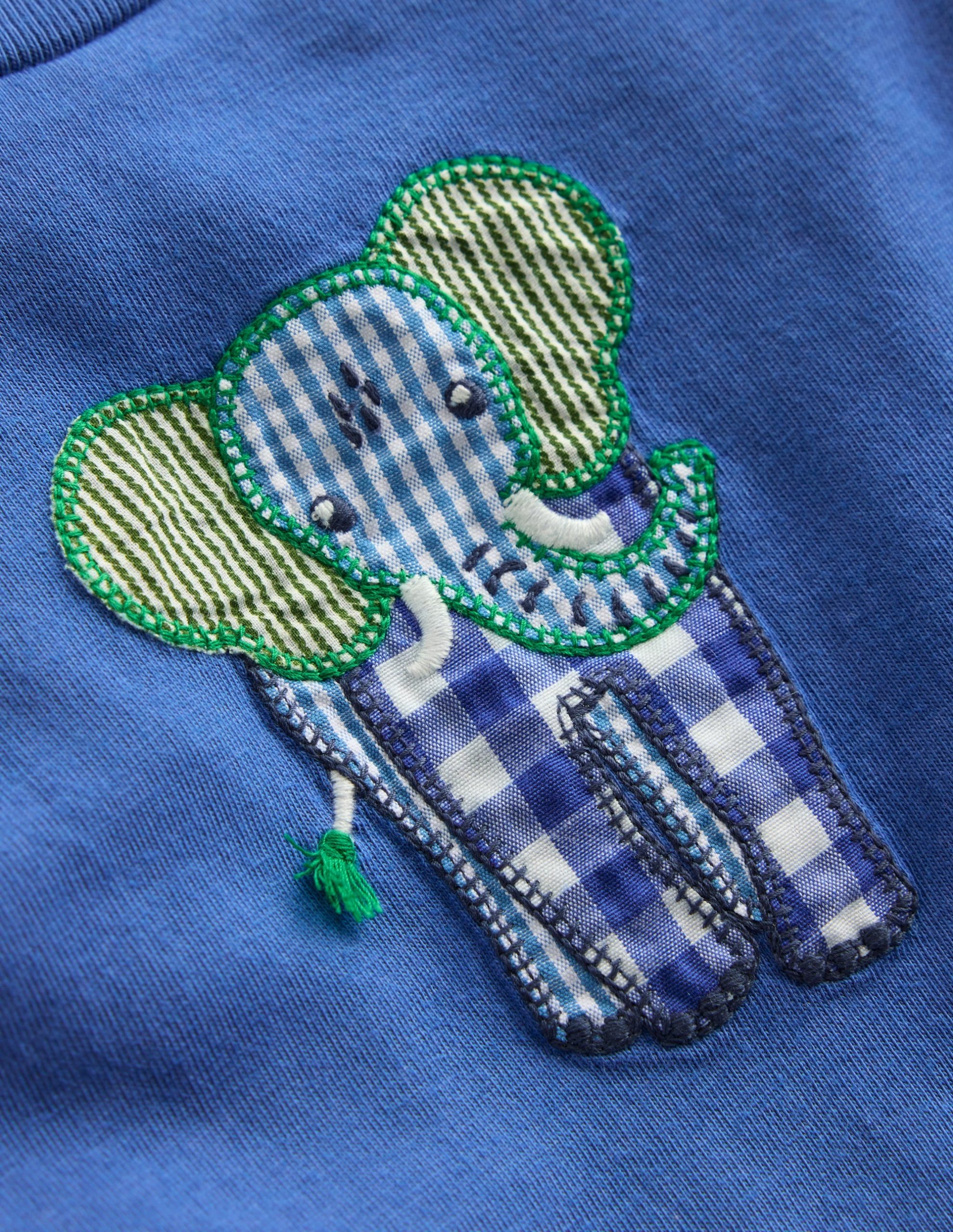 Short Sleeve Logo T-Shirt-Blue Elephant Patchwork - Image 3