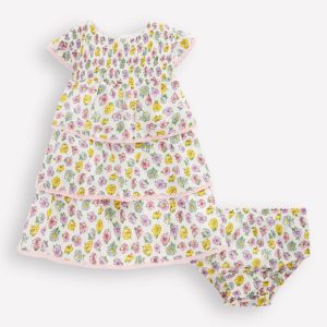 Tiered Woven Dress-Soft Ivory Rose
