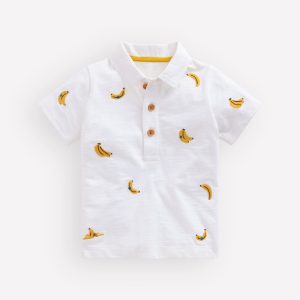 Embroidered Polo-Ivory Bananas